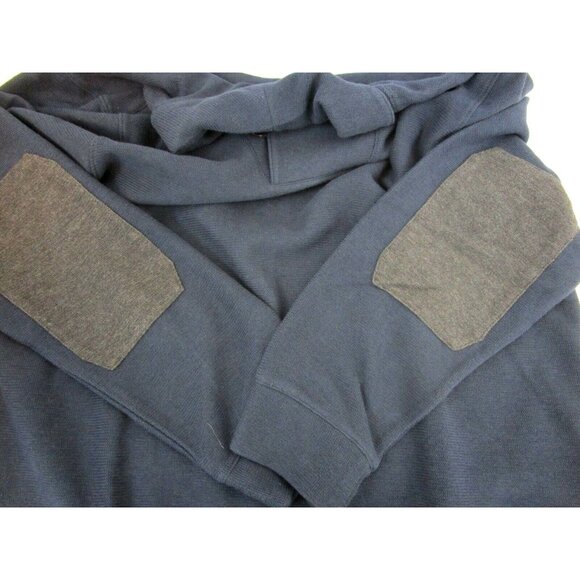 Perry Ellis Mens Sweater Sz XL Navy Blue Shawl Collar Long Sleeve Elbow Patches - Picture 5 of 7